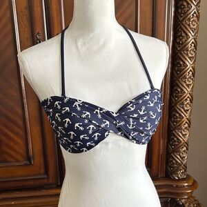 Winki Navy and White Anchor Bikini Top